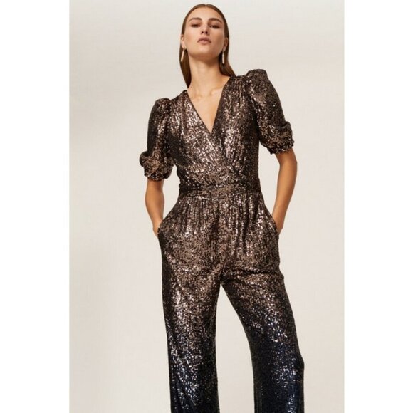 💕TRINA TURK💕 Asandra Jumpsuit Supernova Sequin Moonstone Midnight Ombre 2 NWT - Picture 6 of 16